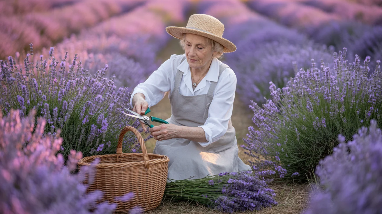 Cięcie lawendy krok po kroku – kiedy, jak głęboko i czym Starsza pani przycina lawendę w złotym świetle popołudnia.