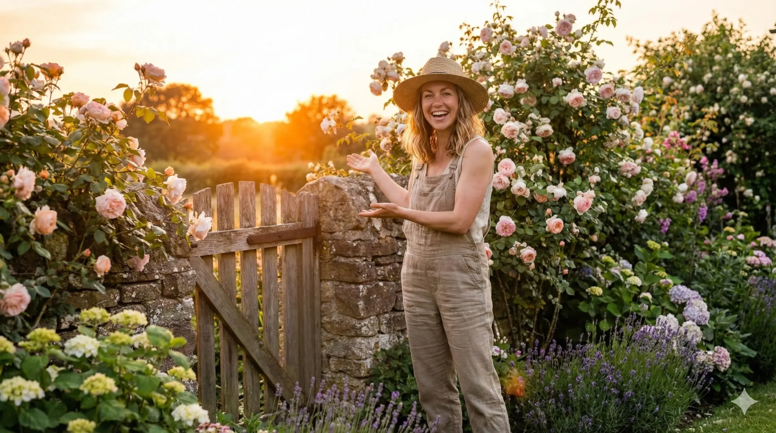 Szczęśliwa kobieta w ogrodzie